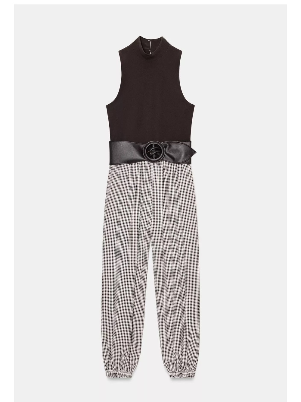 ZARA BELTED GINGHAM COMBINATION JUMPSUIT